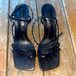 Schutz Black Studded Heel